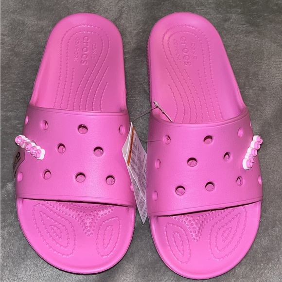 CROCS classic crocs slide Taffy Pink sz W 12 - Picture 2 of 3